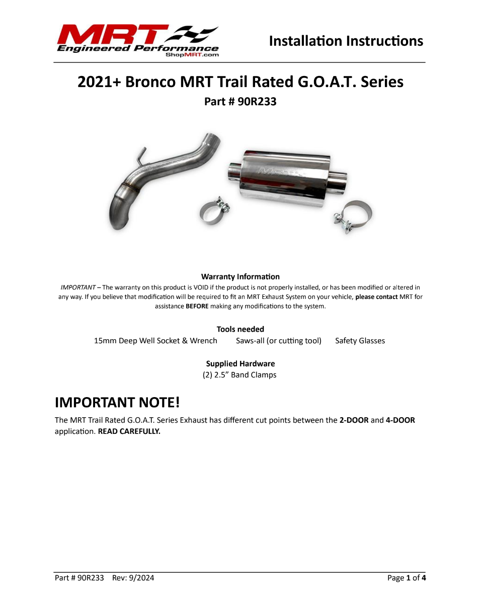 Trail Rated G.O.A.T. MRT Exhaust